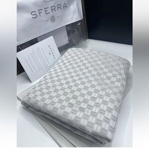 $815 SFERRA MACCHIA FULL/QUEEN DUVET COVER 88x92 Long Staple Cotton Sateen Lunar